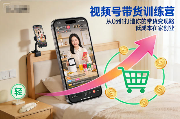 视频号带货训练营，从0到1打造你的带货变现路，低成本在家创业_就是爱分享