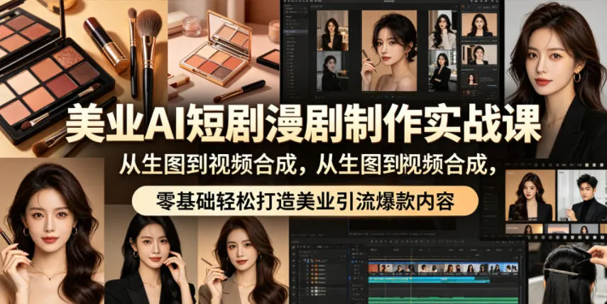 美业AI短剧漫剧制作实战课，从生图到视频合成，零基础轻松打造美业引流爆款内容_一起云网创
