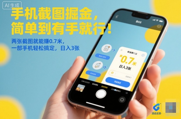 手机截图掘金，简单到有手就行！两张截图就能賺0.7米，一部手机轻松搞定，日入3张【揭秘】_就是爱分享