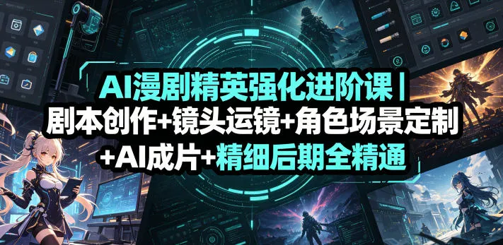 AI漫剧精英强化进阶课｜剧本创作+镜头运镜+角色场景定制+AI成片+精细后期全精通_一起云网创