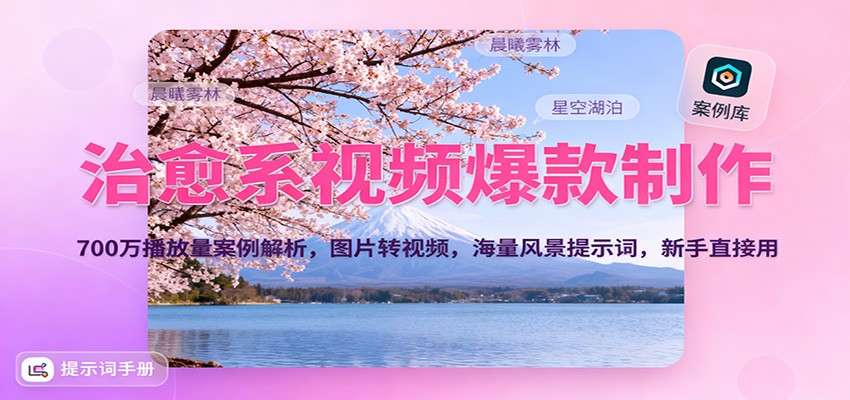 治愈系视频爆款制作，700万播放量案例解析，图片转视频，海量风景提示词，新手直接用_就是爱分享