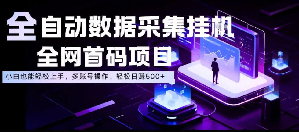 全自动数据采集挂G，全网首码项目，简单易操作，小白也能轻松上手，多账号操作，轻松日入500+【揭秘】_一起云网创