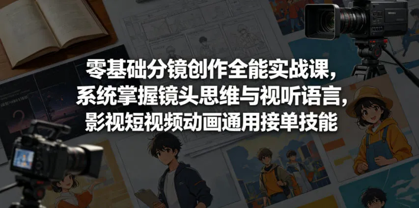零基础分镜创作全能实战课，系统掌握镜头思维与视听语言，影视短视频动画通用接单技能_一起云网创