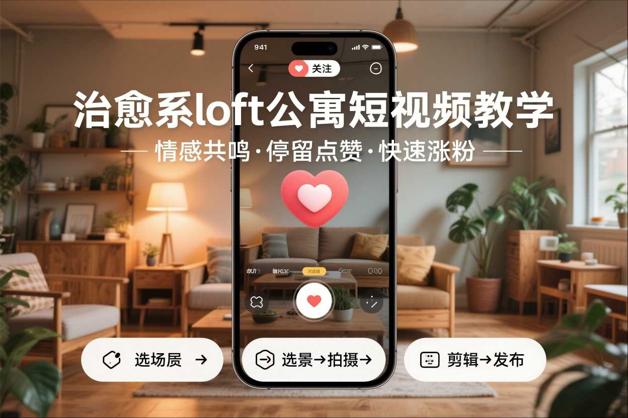 治愈系loft公寓短视频制作教学，情感共鸣引停留点赞关注，快速起号涨粉_就是爱分享