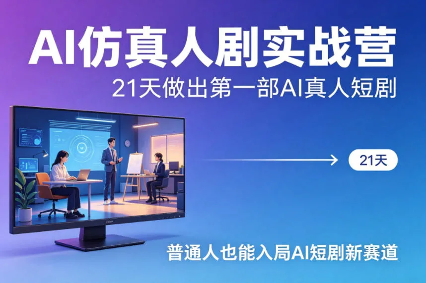 AI仿真人剧实战营，21天做出第一部AI真人短剧，普通人也能入局AI短剧新赛道（更新）_一起云网创