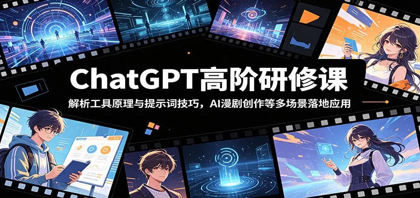 ChatGPT高阶研修课：解析工具原理与提示词技巧，AI漫剧创作等多场景落地应用_一起云网创