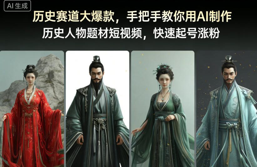 历史赛道大爆款，手把手教你用AI制作历史人物题材短视频，快速起号涨粉_就是爱分享