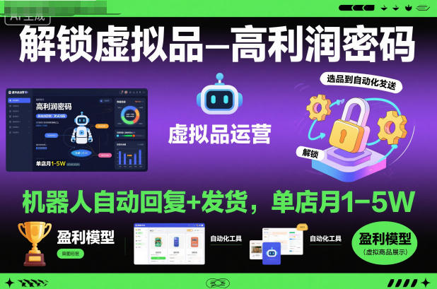 解锁虚拟品高利润密码：机器人自动回复+发货，单店月1-5W【揭秘】_就是爱分享