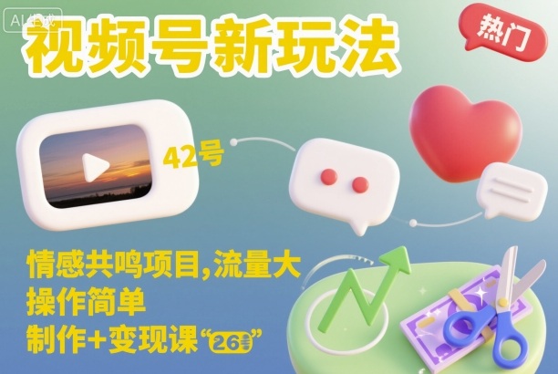 视频号新玩法，情感共鸣项目，流量大，操作简单，制作+变现课_就是爱分享