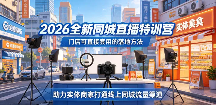 2026全新同城直播特训营，门店可直接套用的落地方法，助力实体商家打通线上同城流量渠道_一起云网创