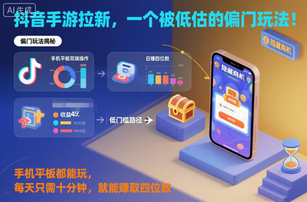 抖音手游拉新，一个被低估的偏门玩法！手机平板都能玩，每天只需十分钟，就能賺取四位数【揭秘】_就是爱分享