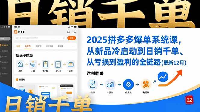 （16894期）2025拼多多爆单系统课，从新品冷启动到日销千单、从亏损到盈利的全链路（更新12月）_就是爱分享