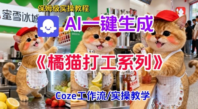 Coze扣子工作流一键生成胖橘猫打工短视频，保姆级实操搭建教学_就是爱分享