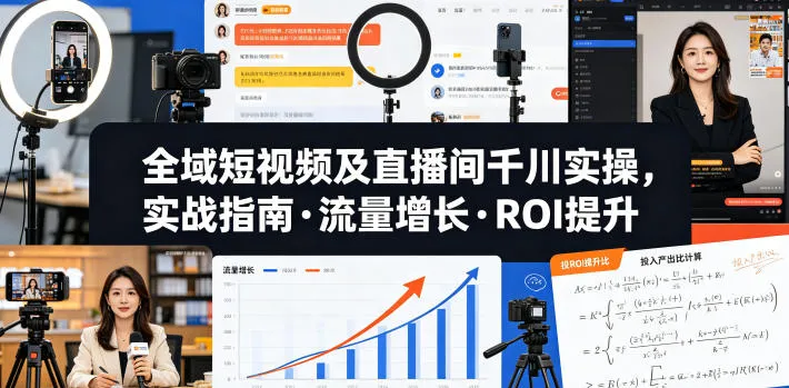 全域短视频及直播间千川实操，实战指南·流量增长·ROI提升（更新）_一起云网创