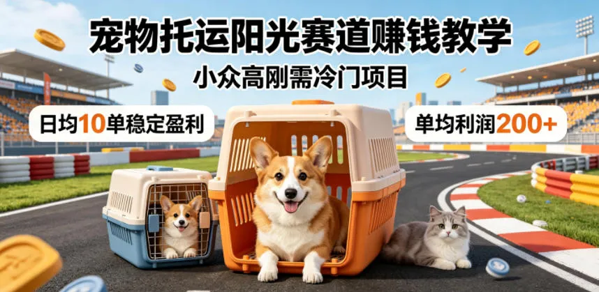 宠物托运阳光赛道賺钱教学，小众高刚需冷门项目，日均10单稳定盈利，单均利润200+_一起云网创