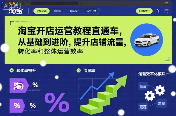 淘宝开店运营教程直通车，从基础到进阶，提升店铺流量，转化率和整体运营效率（更新26年05月27日）_一起云网创