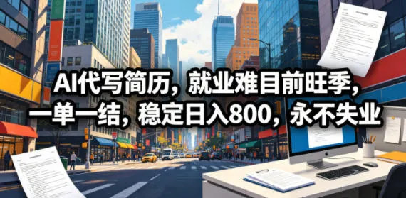 AI代写简历，就业难目前旺季，一单一结，稳定日入800，永不失业_一起云网创