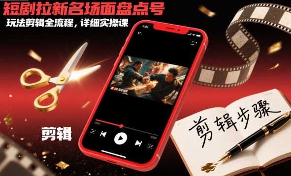 短剧拉新名场面盘点号玩法剪辑全流程，详细实操课_就是爱分享