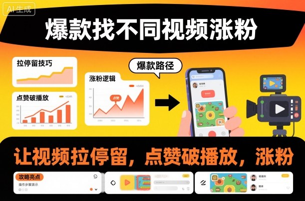 爆款找不同视频涨粉，让视频拉停留，实现点赞，破播放，涨粉_就是爱分享