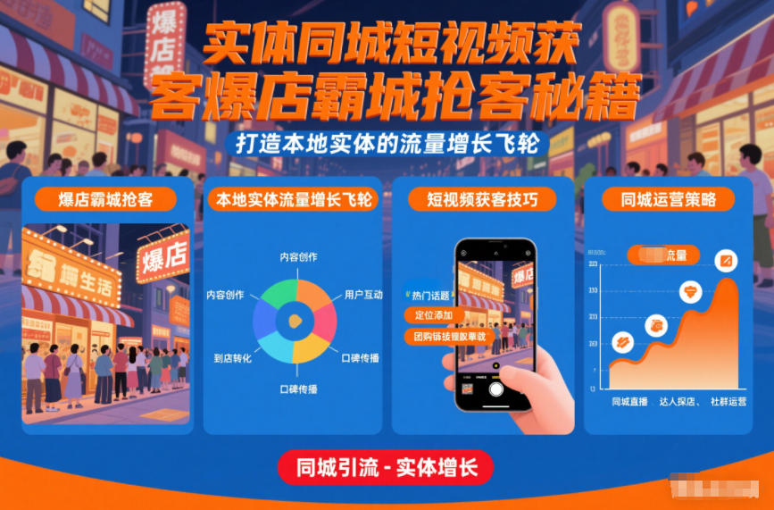 实体同城短视频获客爆店霸城抢客秘籍，打造本地实体的流量增长飞轮_就是爱分享