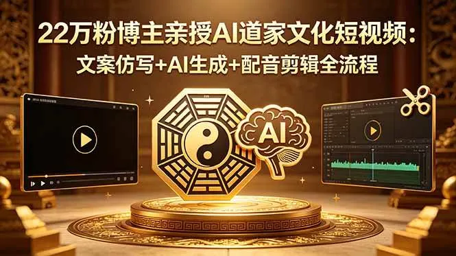 （18580期）22万粉博主亲授AI道家文化短视频：文案仿写+AI生成+配音剪辑全流程_一起云网创