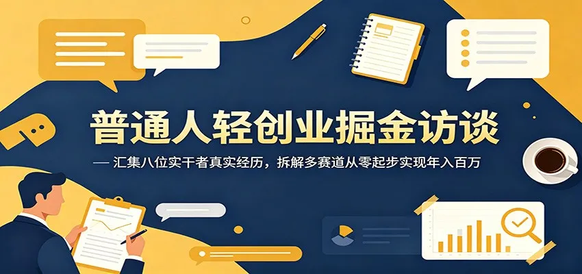 普通人轻创业掘金访谈：汇集八位实干者真实经历，拆解多赛道从零起步实现年入百万_一起云网创