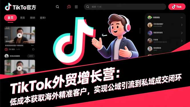 TikTok外贸增长营：低成本获取海外精准客户，实现公域引流到私域成交闭环_就是爱分享
