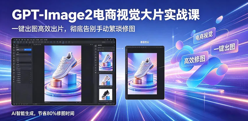 GPT-Image2电商视觉大片实战课，一键出图高效出片，彻底告别手动繁琐修图_一起云网创