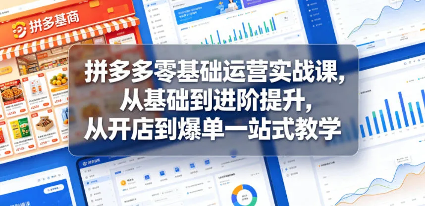 拼多多零基础运营实战课，从基础到进阶提升，从开店到爆单一站式教学_一起云网创