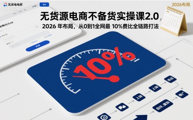 无货源电商不备货实操课2.0，2026年布局，从0到1全网最低10%费比全链路打法【更新中】_就是爱分享
