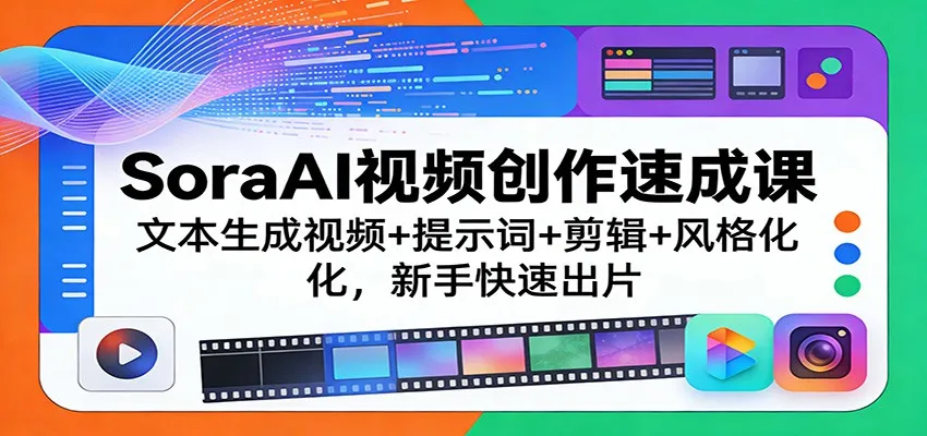 SoraAI视频创作速成课：文本生成视频+提示词+剪辑+风格化，新手快速出片_一起云网创