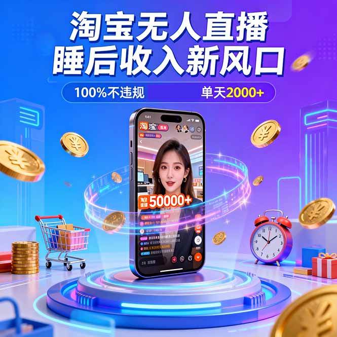 （16822期）淘宝无人直播，不违规不封号，直播100小时卖了5万，年底旺季！_就是爱分享