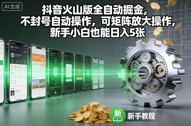 抖音火山版全自动掘金，不封号自动操作，可矩阵放大操作，新手小白也能日入5张【揭秘】_就是爱分享