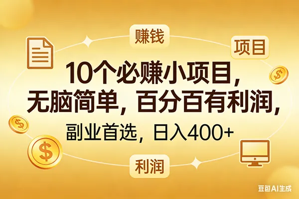 （17812期）10个必赚的小项目，百分百有利润，无脑简单，副业首选，日入400+_一起云网创
