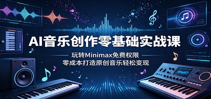 AI音乐创作零基础实战课：玩转Minimax免费权限，零成本打造原创音乐轻松变现_一起云网创