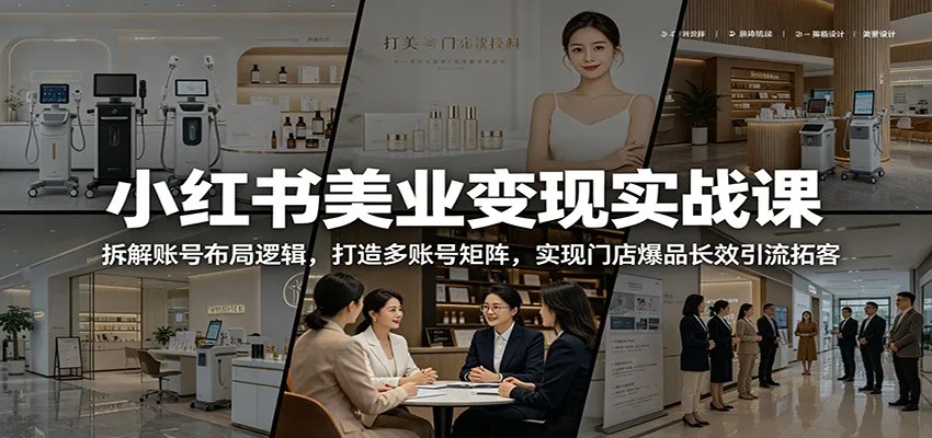 小红书美业变现实战课：拆解账号布局逻辑，打造多账号矩阵，实现门店爆品长效引流拓客_一起云网创