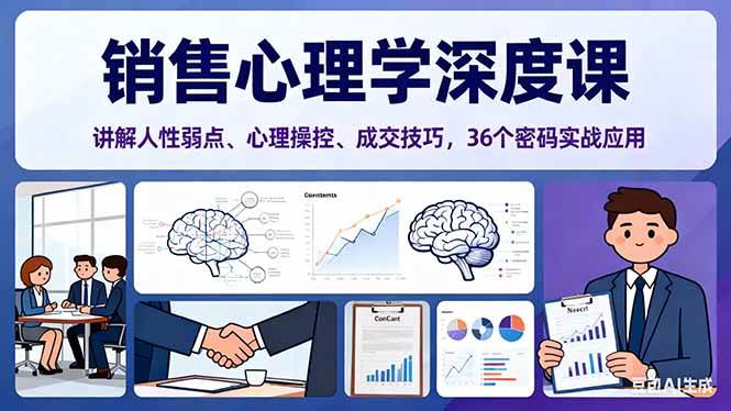 （16456期）销售心理学深度课，讲解人性弱点、心理操控、成交技巧，36个密码实战应用_就是爱分享