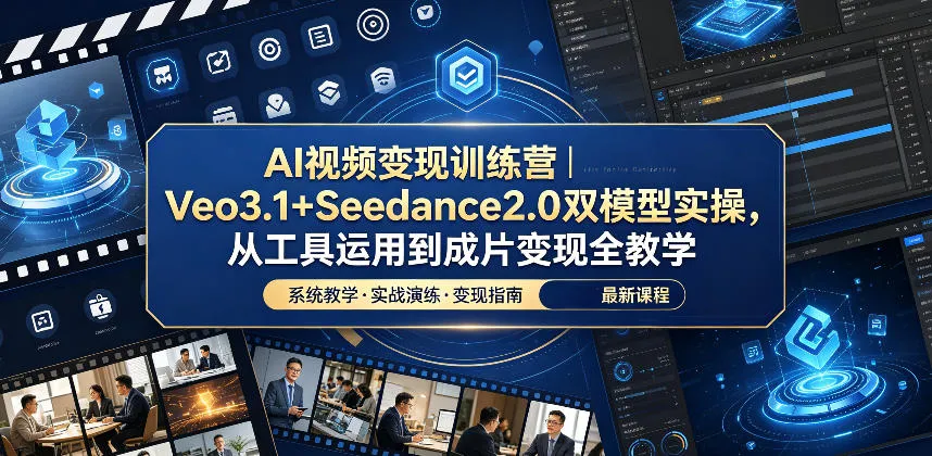 AI视频变现训练营｜Veo3.1+Seedance2.0双模型实操，从工具运用到成片变现全教学_一起云网创