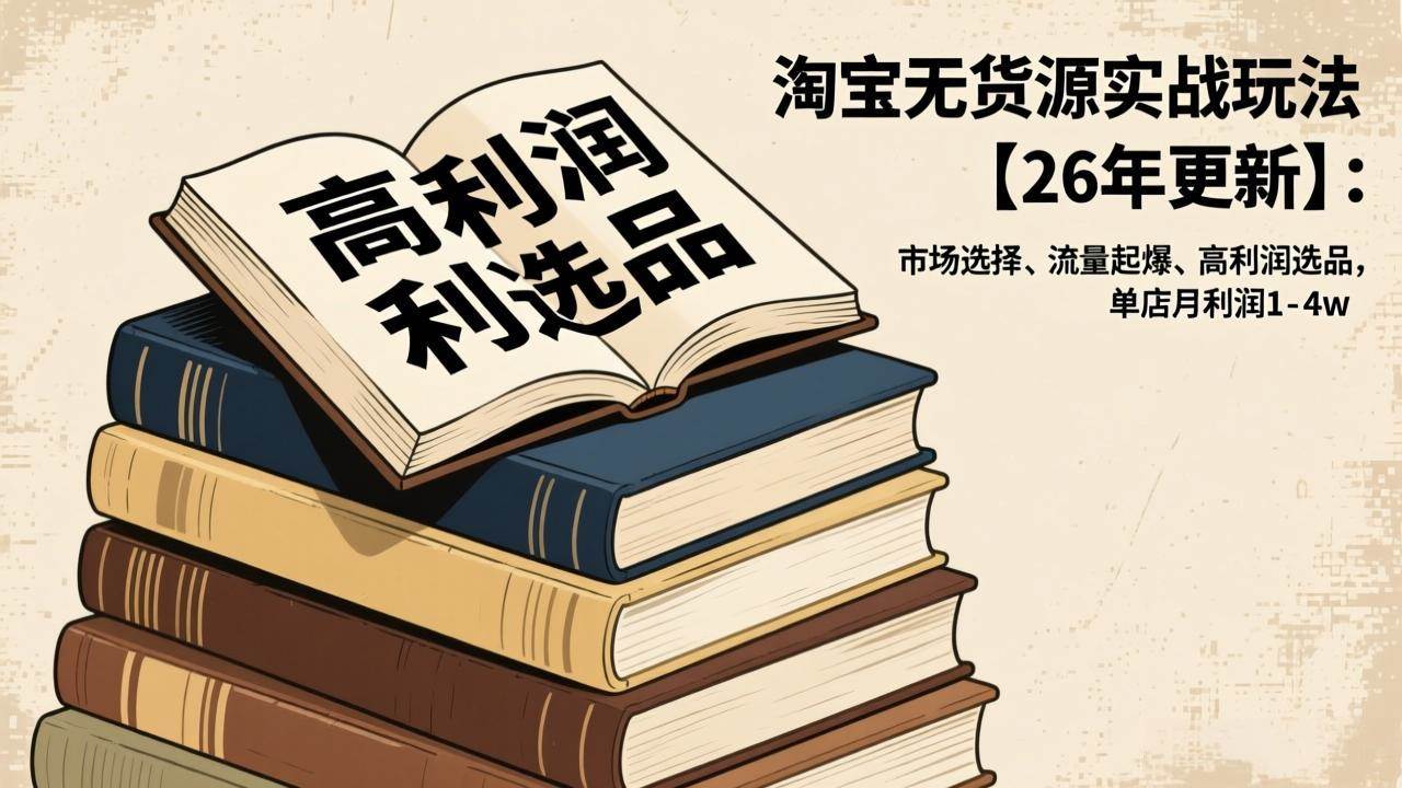 （17046期）淘宝无货源实战玩法【26年更新】：市场选择、流量起爆、高利润选品，单店月利润1-4w_一起云网创