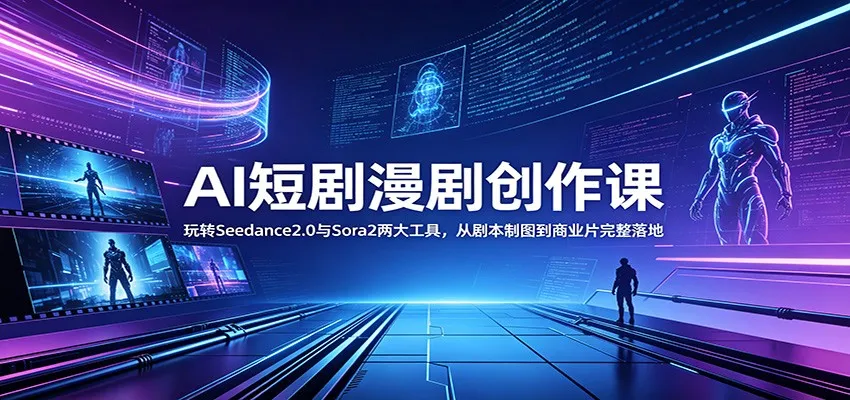 AI短剧漫剧创作课：玩转Seedance2.0与 Sora2两大工具，从剧本制图到商业片完整落地_一起云网创