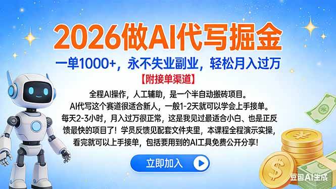 （16924期）2026做AI代写掘金，一单1000+，永不失业副业，轻松月入过万_就是爱分享