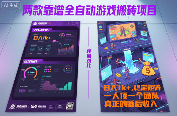 两款靠谱全自动游戏搬砖项目，日入1k+，稳定可矩阵，一人顶一个团队，真正的睡后收入【揭秘】_就是爱分享