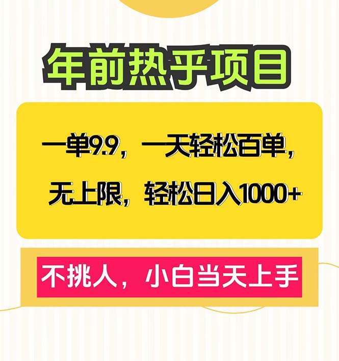 一单9.9，一天百单无上限，不挑人，小白当天上手，轻松日入1000+_就是爱分享