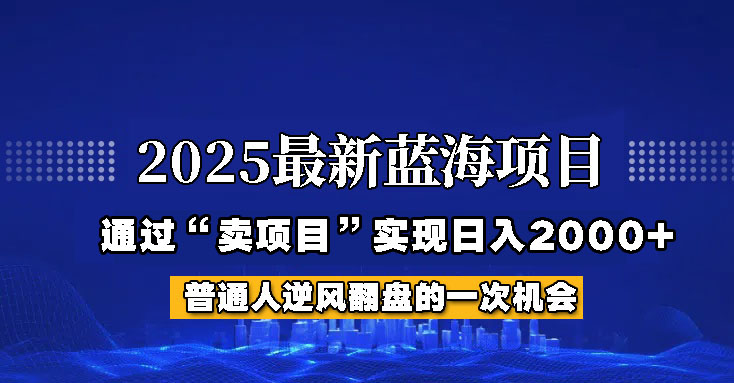 2025年蓝海项目，如何通过“网创项目”日入2000+_就是爱分享