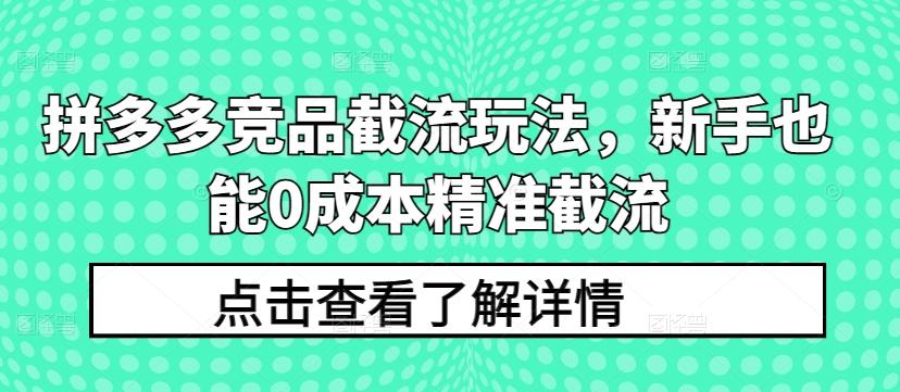 拼多多竞品截流玩法，新手也能0成本精准截流_就是爱分享