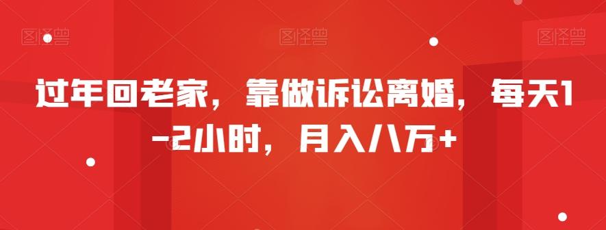 过年回老家，靠做诉讼离婚，每天1-2小时，月入八万+_就是爱分享