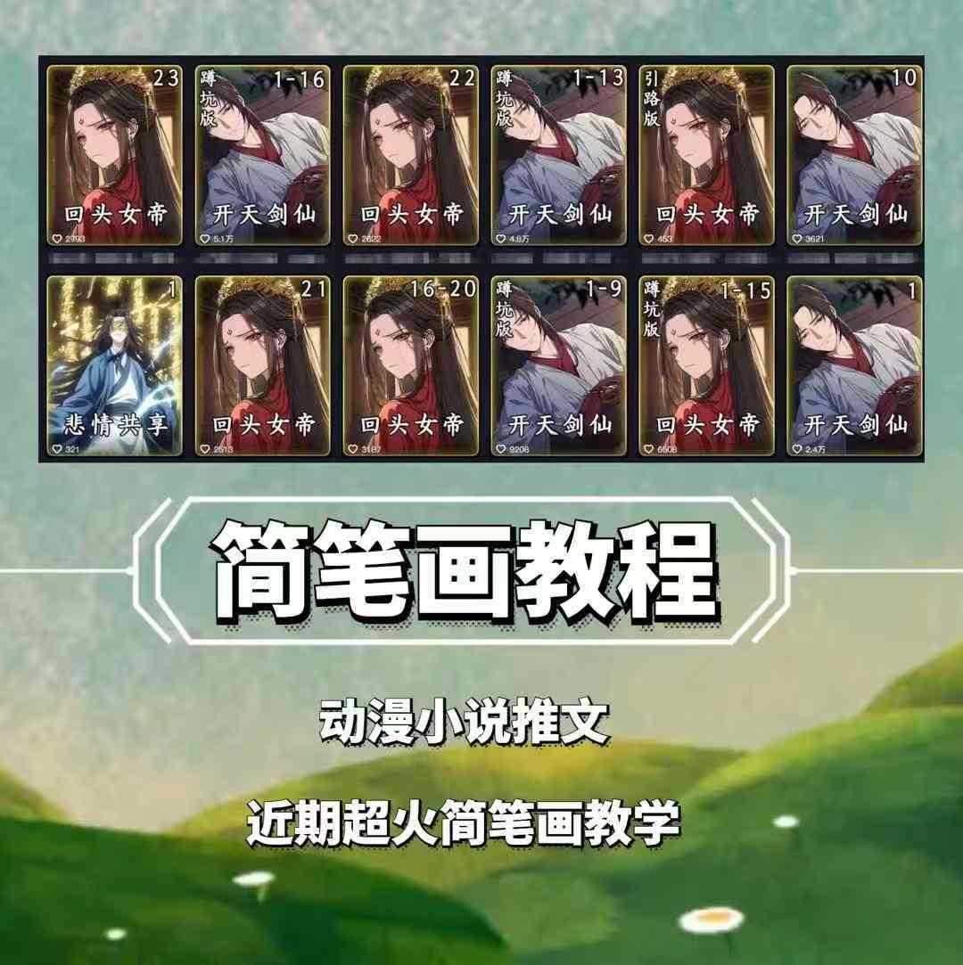兜兜简笔画教学，小说推文动漫玩法，可做伙伴计划、分成计划、接广告等_就是爱分享