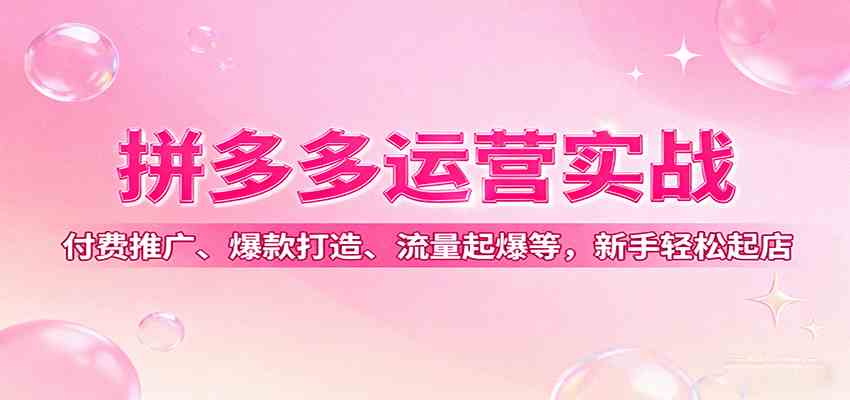 拼多多运营实战，付费推广、爆款打造、流量起爆等，新手轻松起店_就是爱分享