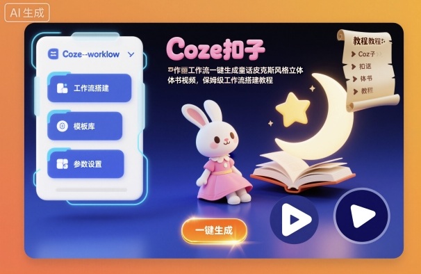 Coze扣子工作流一键生成童话皮克斯风格立体书视频，保姆级工作流搭建教程_就是爱分享