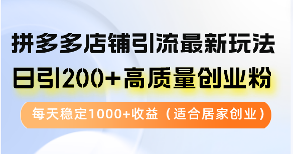拼多多店铺引流最新玩法，日引200+高质量创业粉，每天稳定1000+收益(…_就是爱分享
